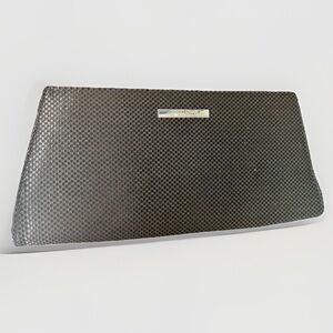 Vintage Giorgio Armani Parfums Black Woven Clutch Pouch Textured Pattern